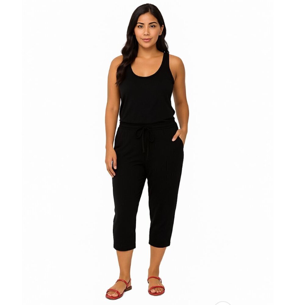 Michael Stars Black Tank Crop Jumpsuit Modal Cotton Made USA Style 9580 medium